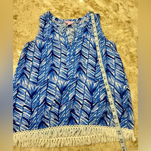 Lilly Pulitzer Kipper Tank Blouse. Lapis Blue . Size Extra Small - Picture 6 of 10